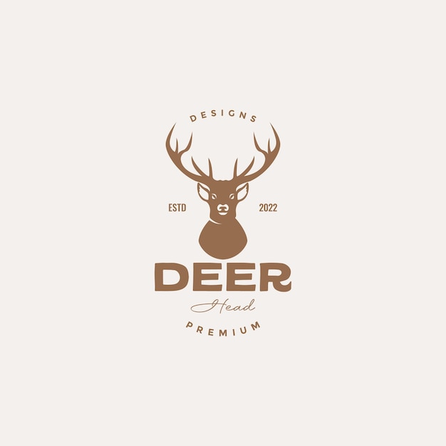 Vintage head deer long horn logo design vector graphic symbol icon illustration creative idea