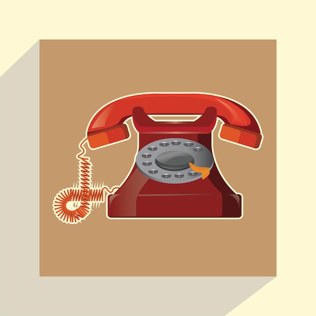 vintage home phone vector