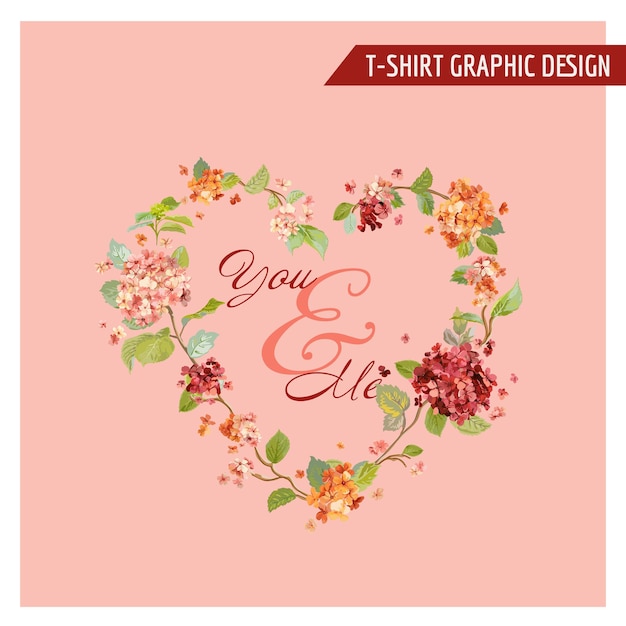 Vintage Hortensia Floral Graphic Design