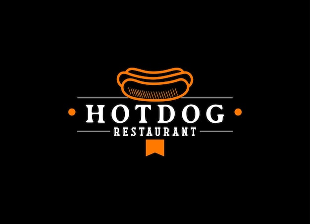 Vintage Hotdog Logo Vector Fast food hotdog Illustration for street food