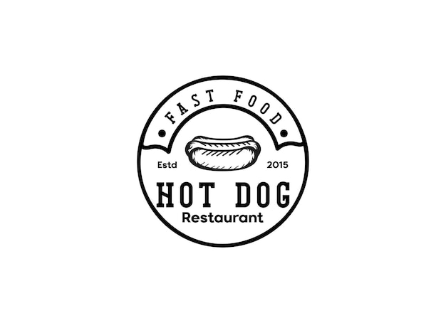 Vintage Hotdog Logo Vector Illustration for street food