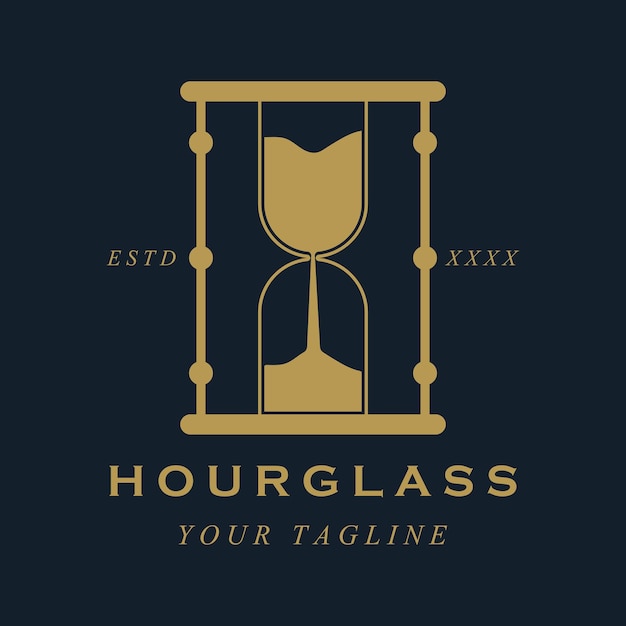 Vintage hourglass logo vector with slogan template