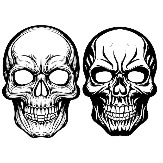 Vector vintage human skull vector logo