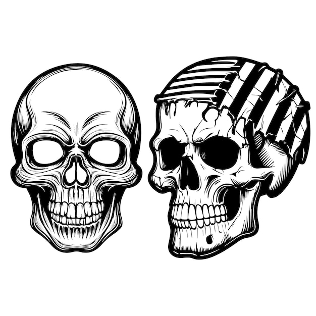 Vintage human skull vector logo