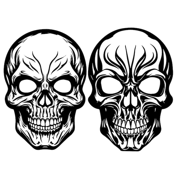 Vector vintage human skull vector logo