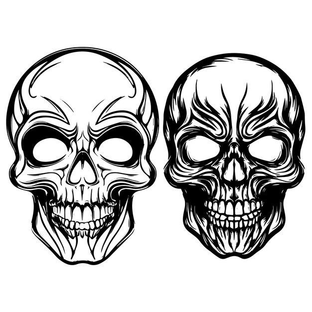 Vector vintage human skull vector logo