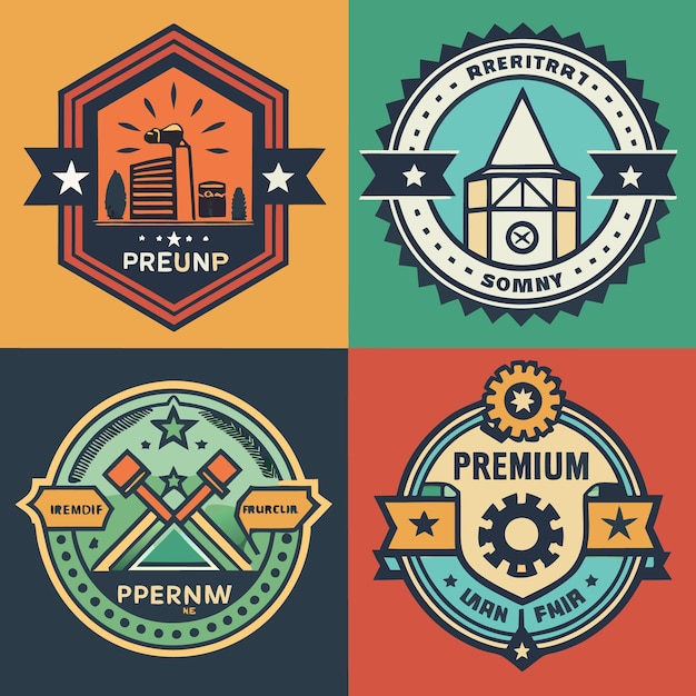 Vintage Industrial Logo Set Retro Badges for Premium Branding and Business Identity