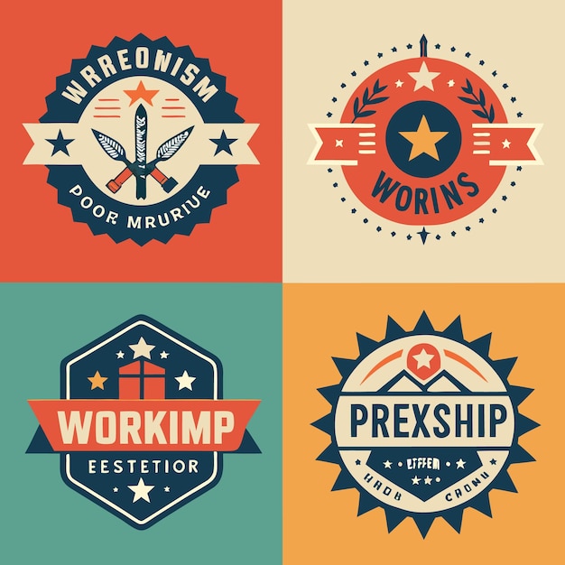 Vintage Industrial Logo Set Retro Badges for Premium Branding and Business Identity