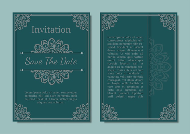 Vintage invitation card with mandala ornament