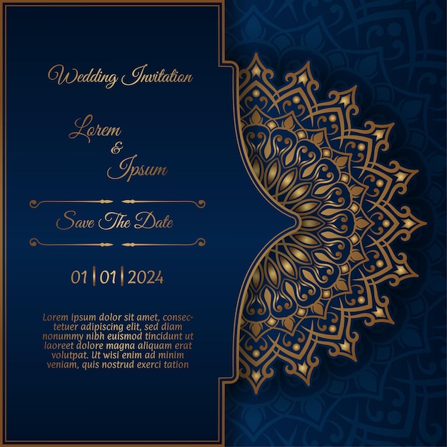 Vintage invitation card with mandala ornament