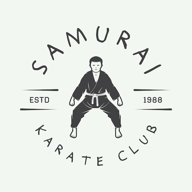 Vintage karate or martial arts logo emblem badge label and design elements Vector illustration