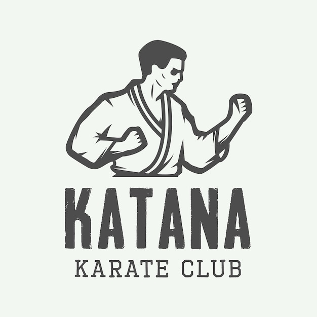 Vintage karate or martial arts logo emblem badge label and design elements