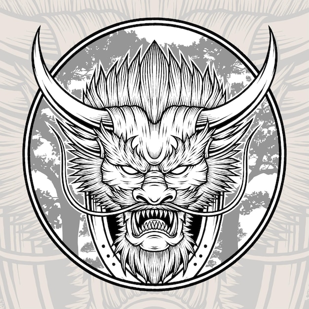 Vintage King Dragon Head Illustration