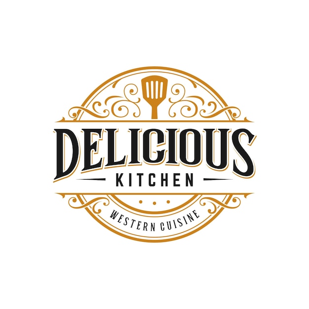 Vintage kitchen restaurant and cooking logo