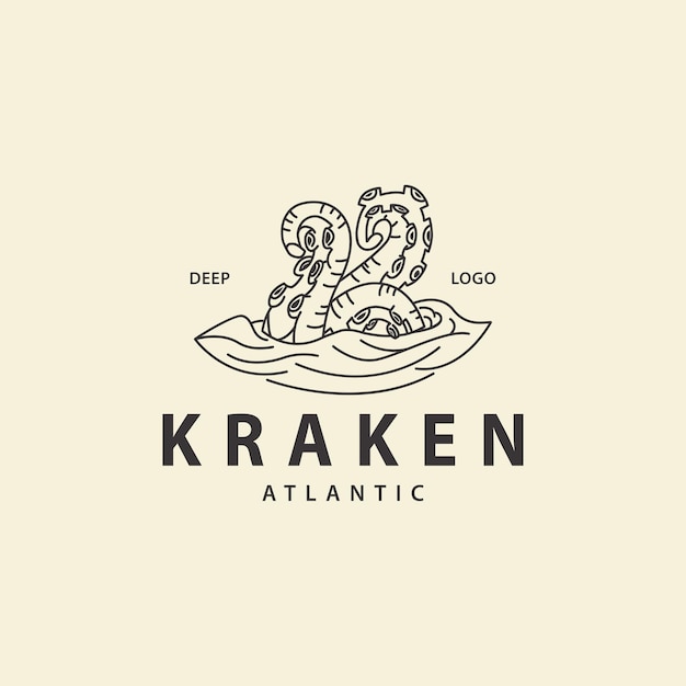 Vintage kraken octopus logo design illustration