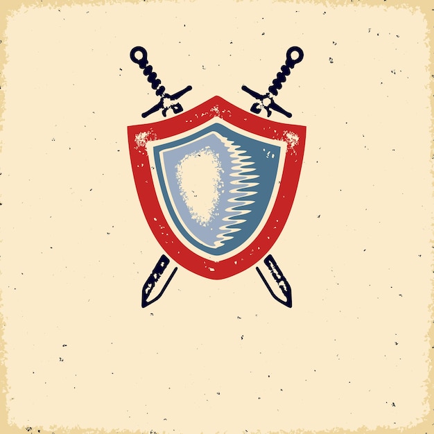 Vector vintage label with shield and crossed swords