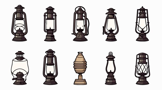 Vector vintage lantern line art vector illustration