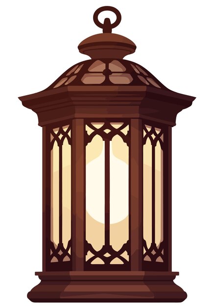 Vector vintage lantern with candle vector illustration on a white background