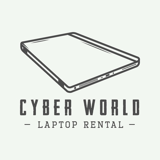 Vintage laptop Can be used for logo badge emblem and much more