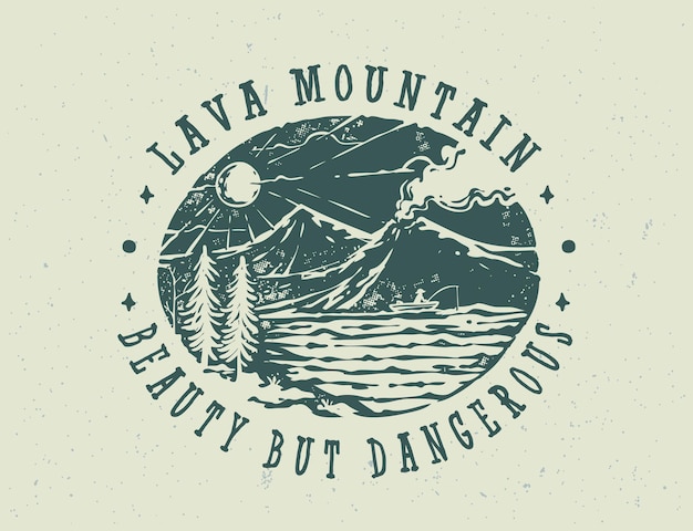 The vintage lava mountain badge t shirt design