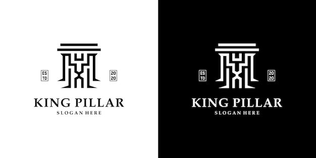 Vintage lawyer logo with creative combine king and pillar logo template