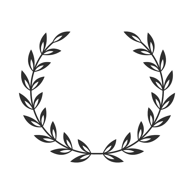 Vintage Leaf Laurel Wreath Circular Award Decoration Isolated Vector Illustration