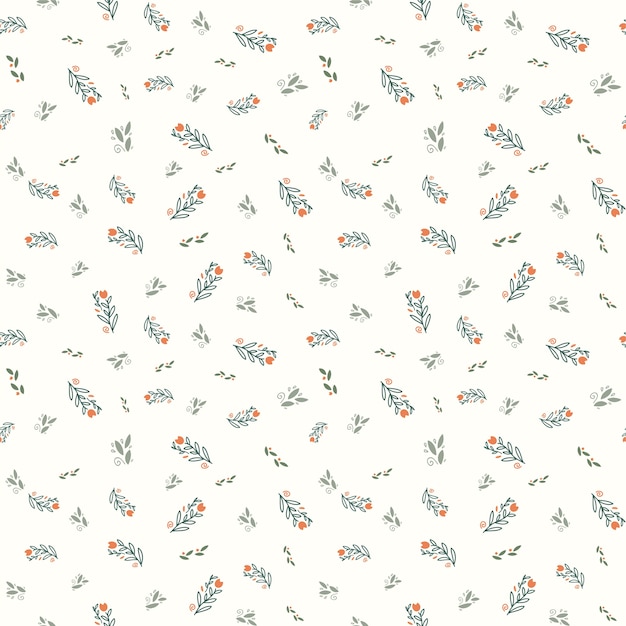 Vintage Leaves and flowers seamless pattern background wallpaper