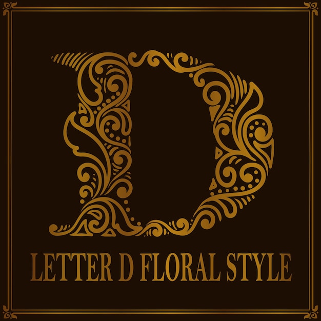 Vintage Letter D floral pattern style