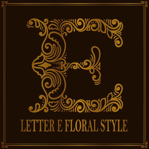 Vintage Letter E floral pattern style