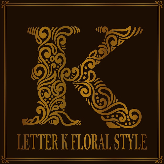 Vintage Letter K floral pattern style