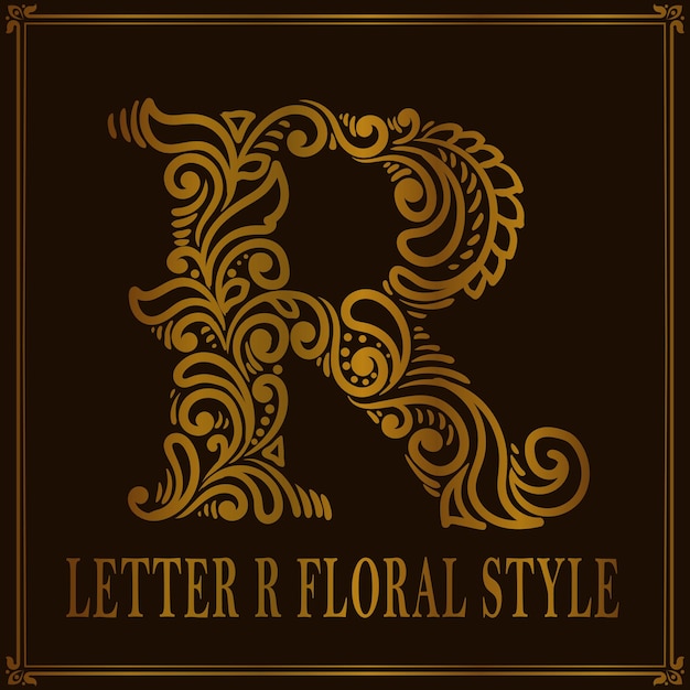 Vintage Letter R floral pattern style