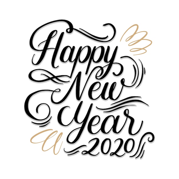 Vintage lettering happy new year 2020