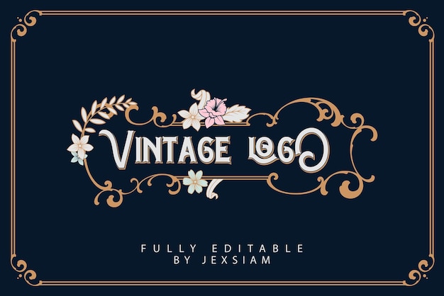 Vintage lettering logo Antique retro luxury victorian calligraphic logo with ornamental frame