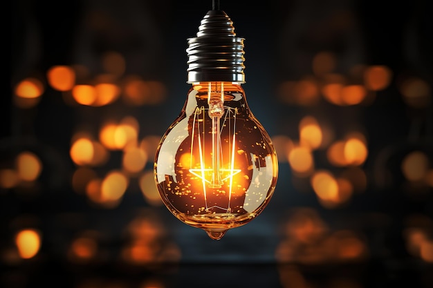 Vintage light bulbs on dark background Realistic glowing lamps of different shapes in steampunk