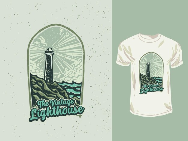 Vector the vintage lighthouse badge tshirt  illustration