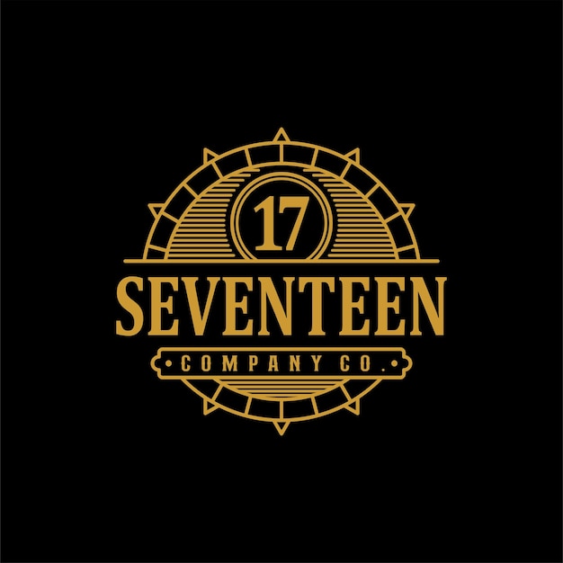 Vintage Line art Emblem Seventeen Logo Design