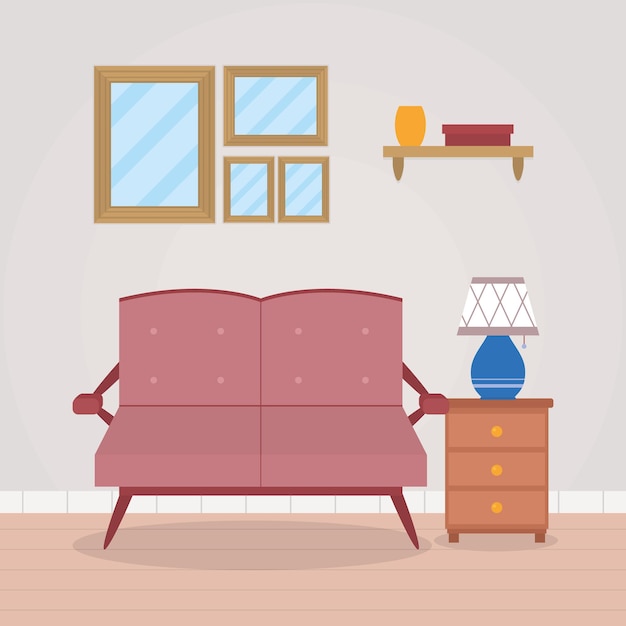 Vintage living room illustration design