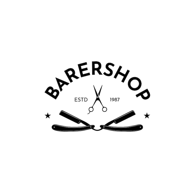 Vintage logo Barbershop design template vector