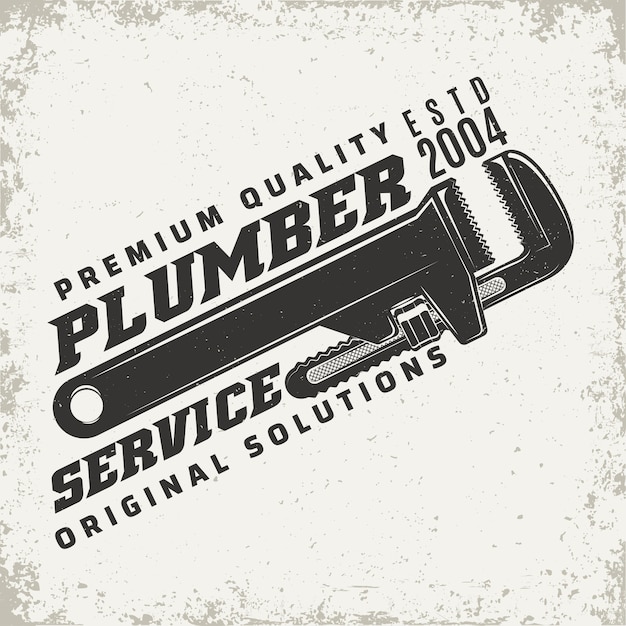 Vintage logo graphic, print stamp, plumber typography emblem