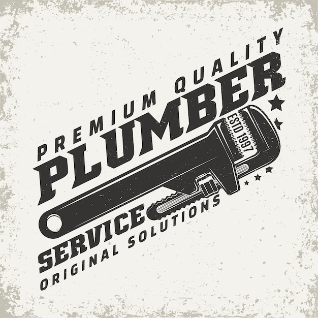 Vintage logo graphic , print stamp, plumber typography emblem