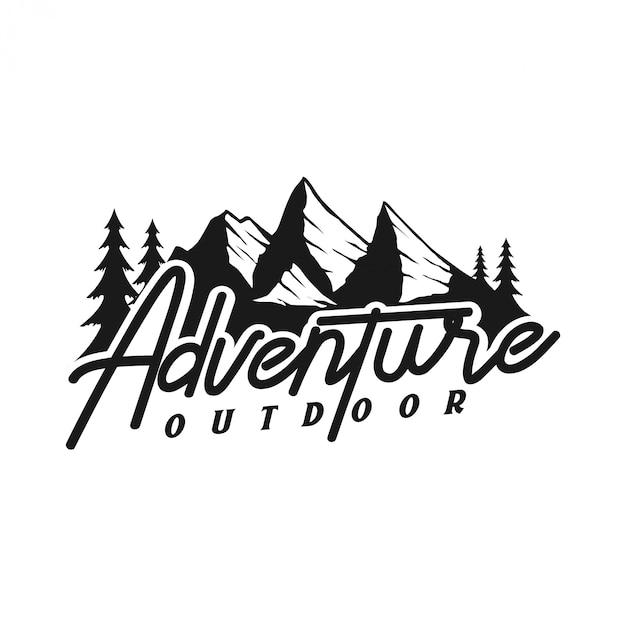 Vintage logo for outdoor with mountain elements