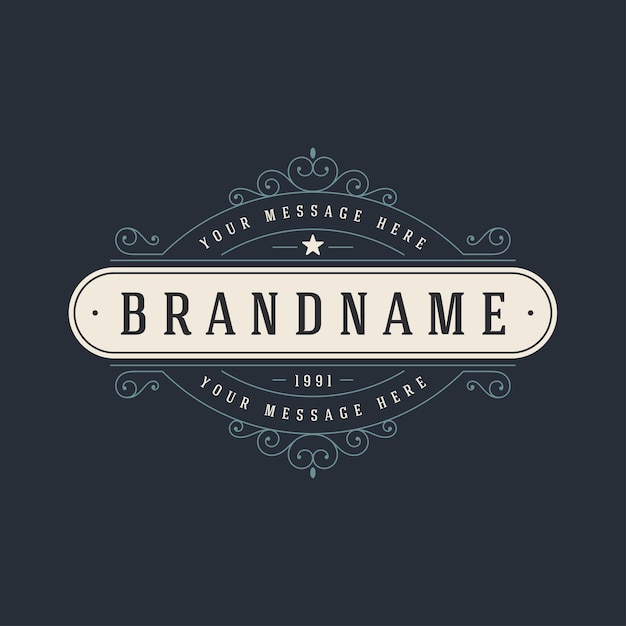 Vintage logo template elegant flourishes ornaments illustration