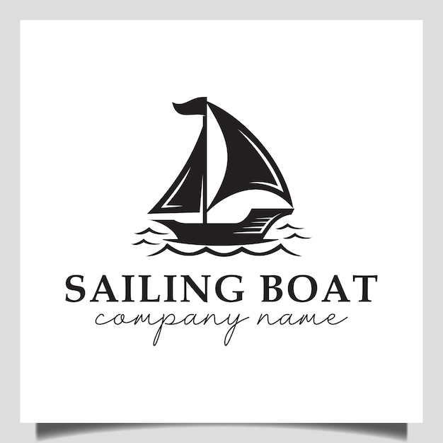 Vintage logos of sailing boat, yacht, Silhouette of Dhow wooden ship vector design on the sea for vacation logo design