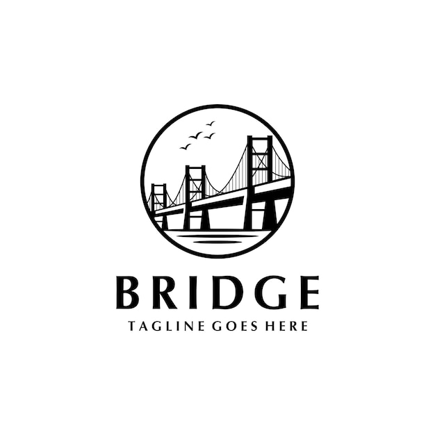 Vintage Long Bridge Symbol Logo Design