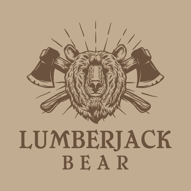 vintage lumberjack bear logo design