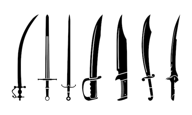 Vintage Machete Blade Sword Silhouette Vector Design Inspiration Collection