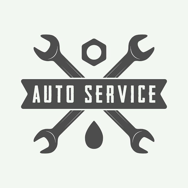 Vintage mechanic label emblem and logo Vector illustration