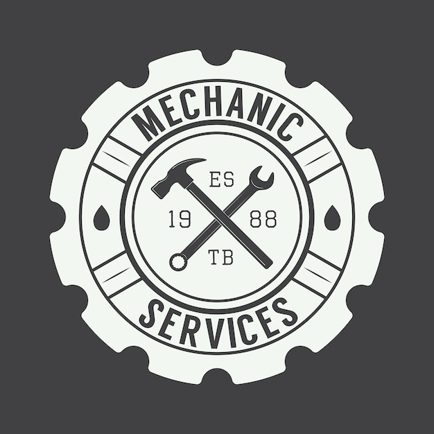 Vintage mechanic label emblem and logo Vector illustration