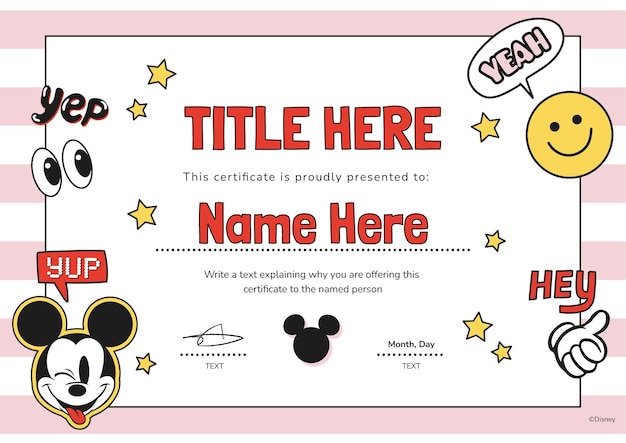 Vector vintage mickey mouse certificate