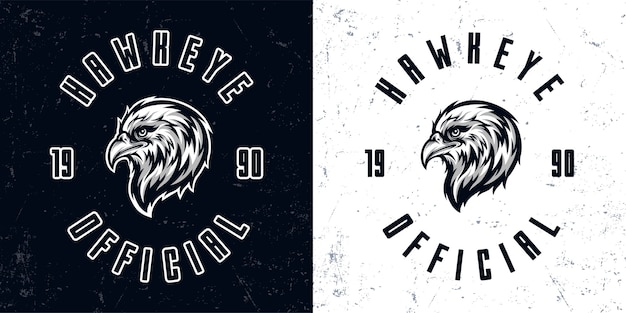 vintage monochrome eagle head mascot logo illustration